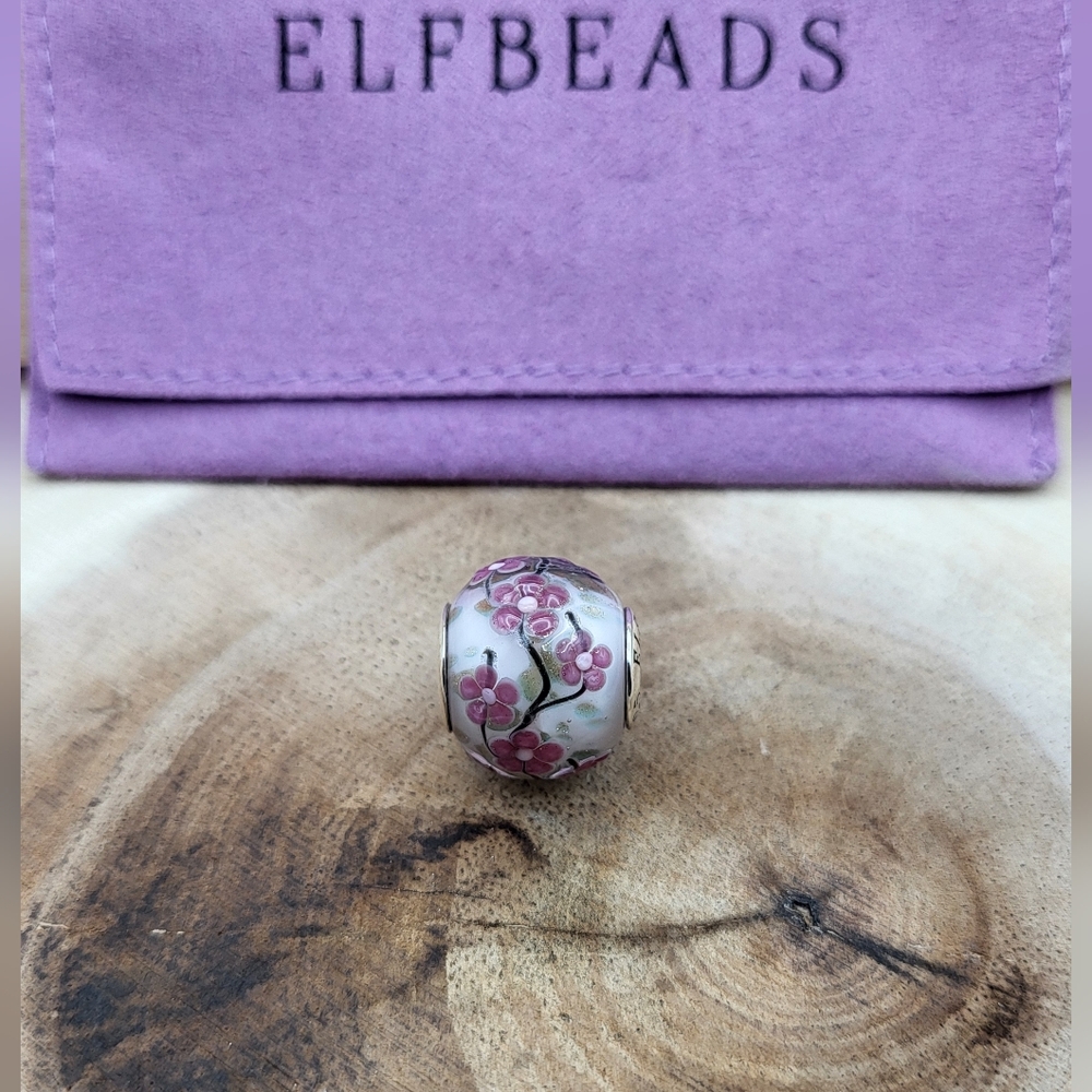 Elfbeads Golden Sakura Breeze World Glass Bead